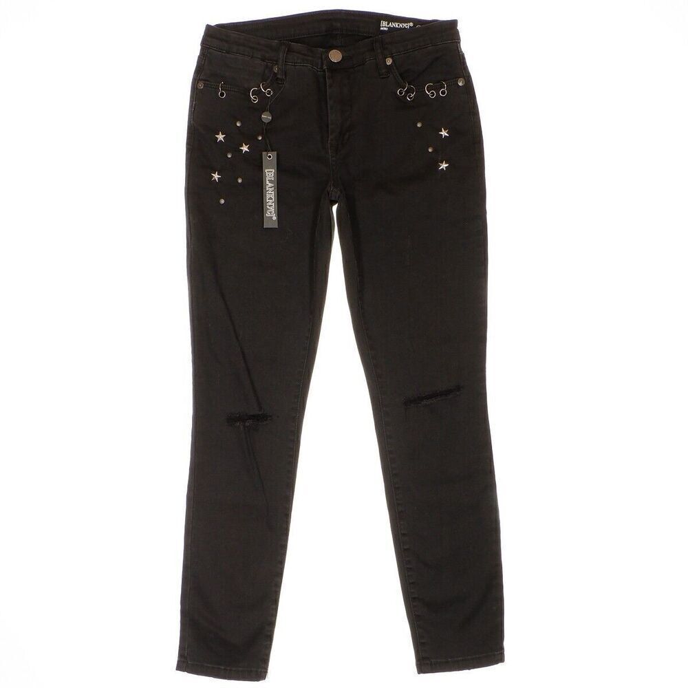 BLANKNYC Skinny Ankle Pants 28 Black Intro Distressed Womens Measure 27x25.5
